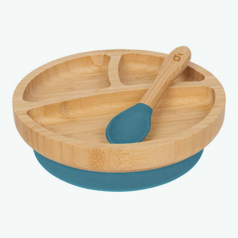 beaubaby 100 Natural Bamboo Suction Plate Spoon Classic Baby Wean beaubaby.shop