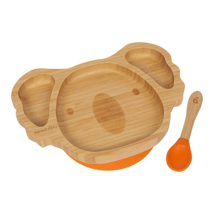 beaubaby® Koala Bamboo Suction Plate & Spoon, Baby Weaning Set