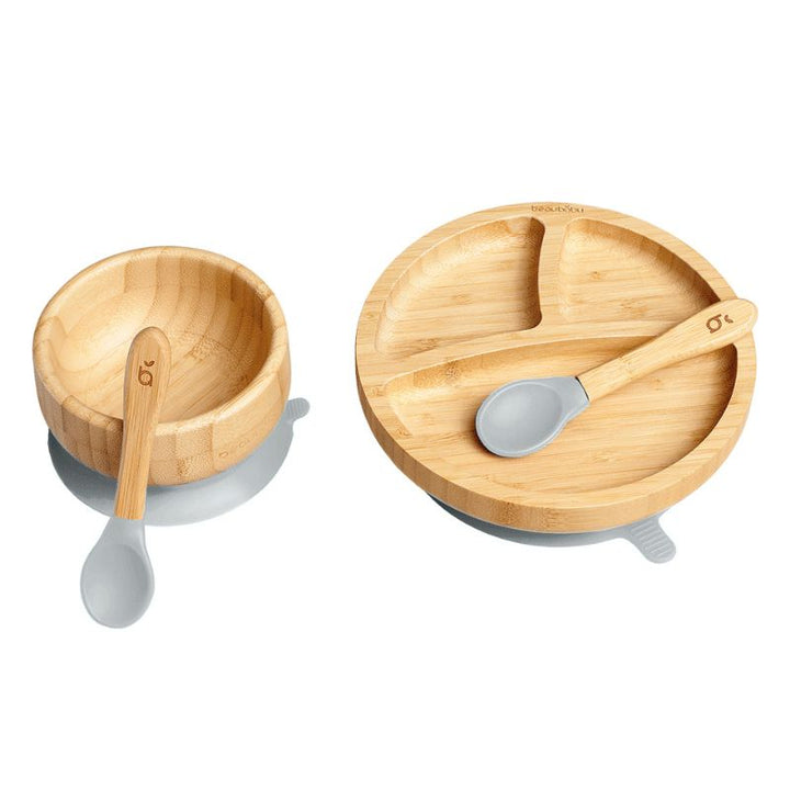 beaubaby® Classic Bamboo Suction Plate & Bowl, Baby Weaning Bundle