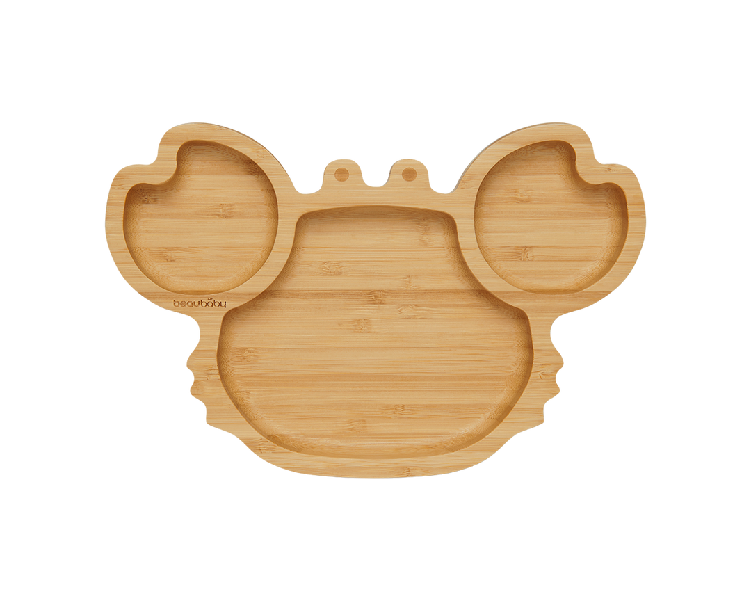 beaubaby® Crab Bamboo Suction Plate & Spoon, Baby Weaning Set