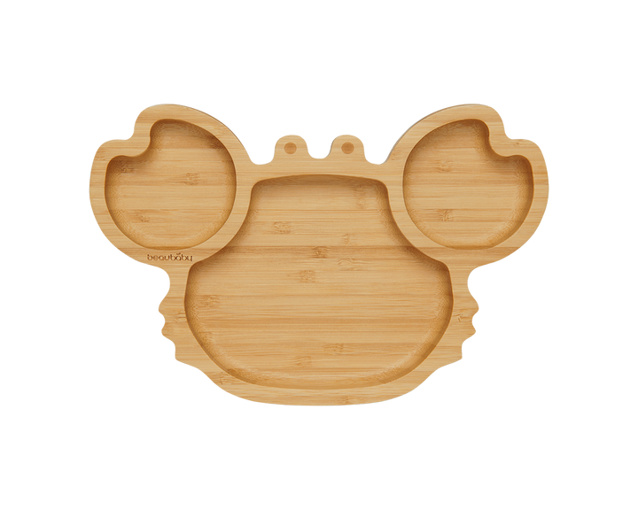 beaubaby® Crab Bamboo Suction Plate & Spoon, Baby Weaning Set