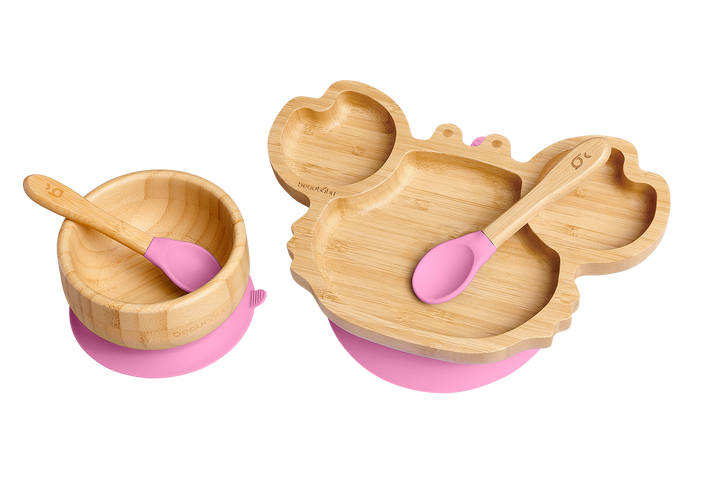beaubaby® Crab Plate & Classic Bamboo Suction Bowl, Weaning Bundle