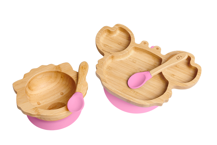 beaubaby® Crab & Wombat - Bamboo Suction Plate & Bowl, Baby Weaning Bundle