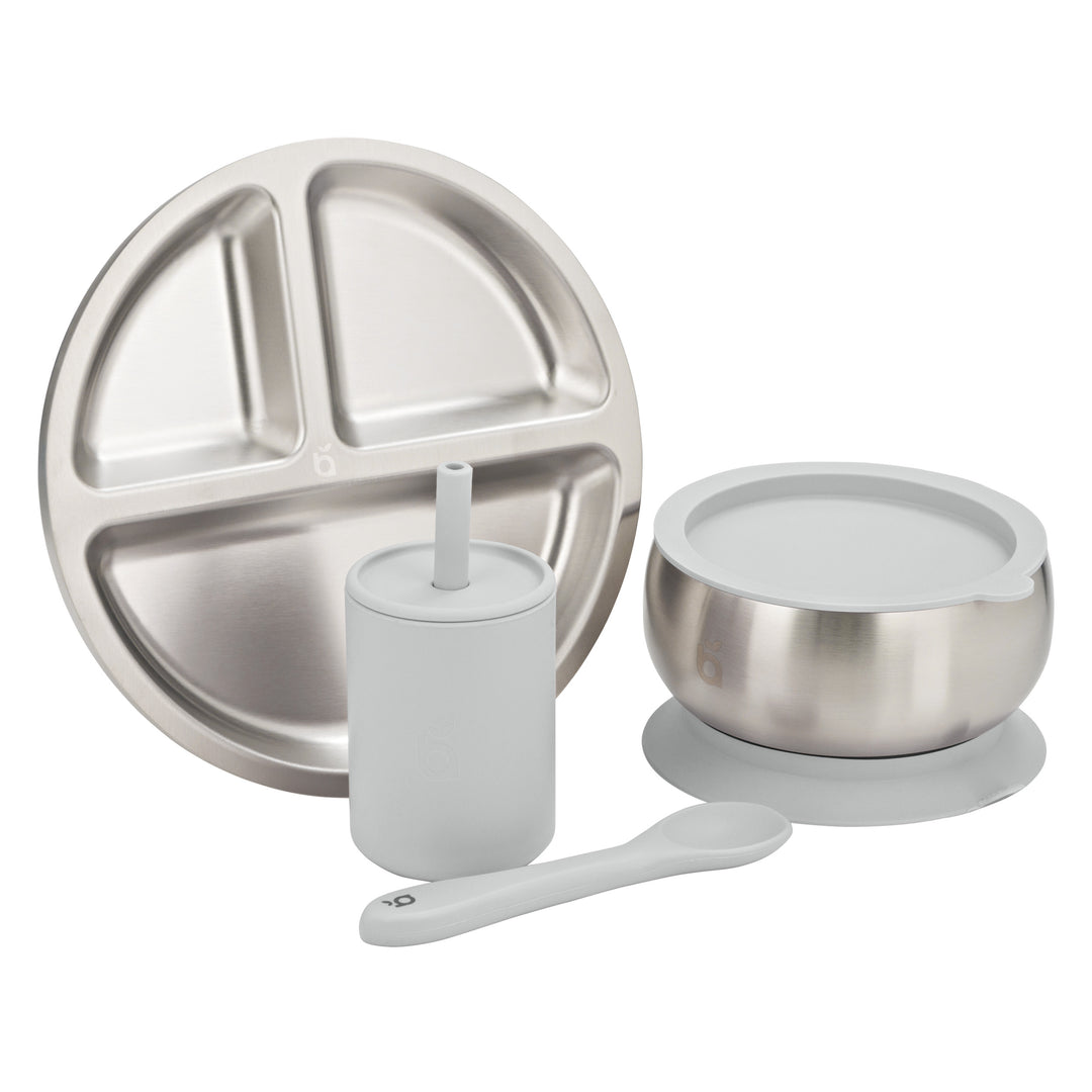 beaubaby® 18/8 Stainless Steel Bowl, Plate, Spoon & Cup Ultimate Bundle