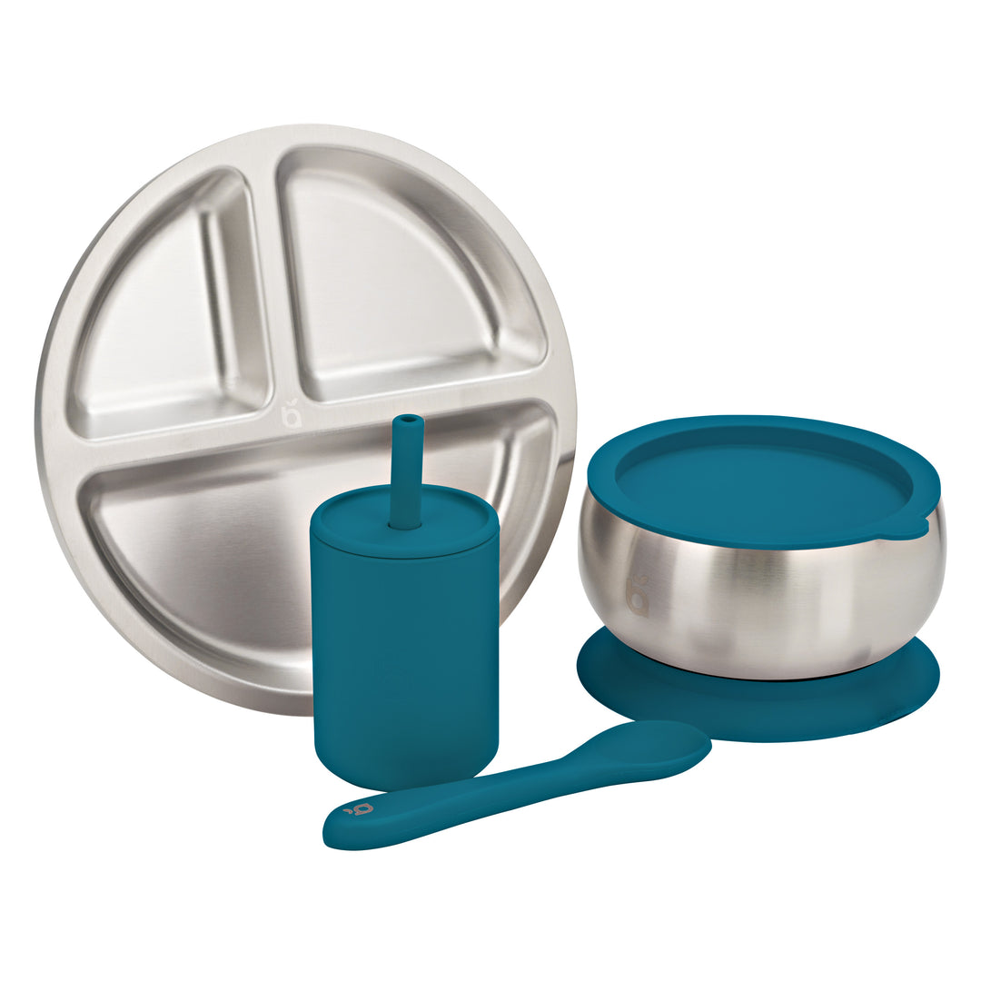 beaubaby® 18/8 Stainless Steel Bowl, Plate, Spoon & Cup Ultimate Bundle