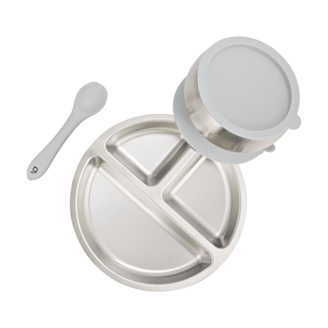 beaubaby® 18/8 Stainless Steel Plate, Bowl & Spoon Essentials Bundle